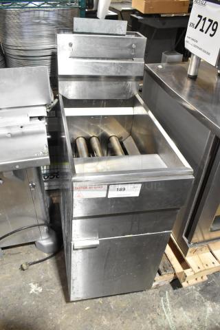 Hangzhou ENFF300L Stainless Steel Commercial Floor Style Propane Gas Powered Deep Fat Fryer on Commercial Casters. 90,000 BTU. - Item #1225970