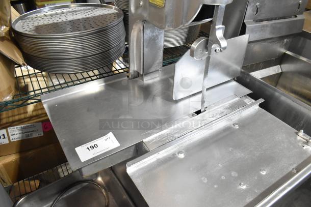 Biro 11 Metal Commercial Floor Style Meat Saw in good condition, featuring a stainless steel body and precision blade.