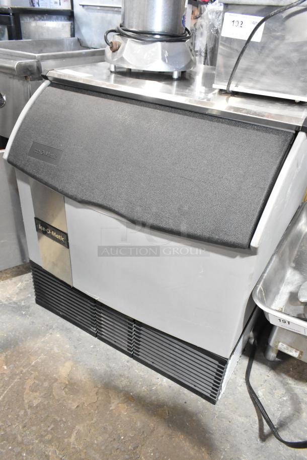 2021 Ice-O-Matic ICEU300HA6 commercial undercounter ice machine, metal finish, 115V, 1 phase. Appears in good condition.