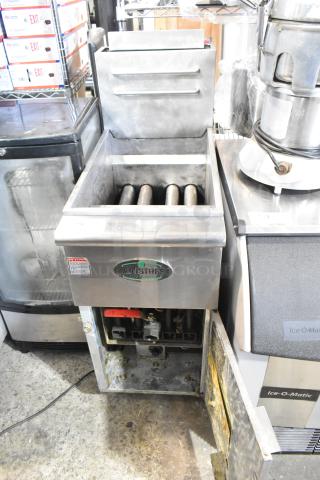 Mainstreet 541FF50N Stainless Steel Commercial Floor Style Natural Gas Powered Deep Fat Fryer. Door Does Not Stay Closed. 120,000 BTU. - Item #1225976