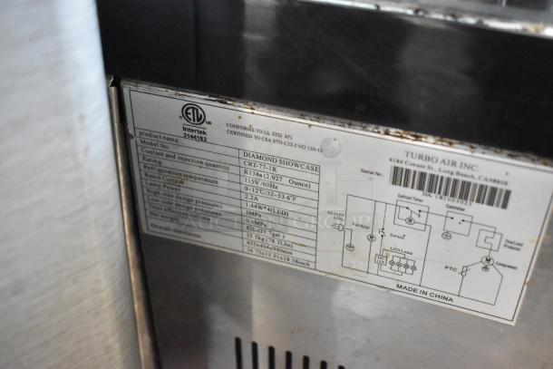 Green World CRT-77-1R Metal Mini Cooler label, showing Intertek certification, 115V, 1 Phase, and technical specifications.