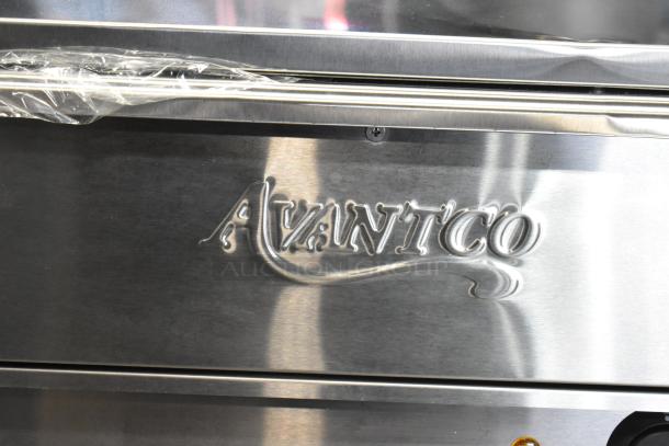 Brand new Avantco 177BW32 stainless steel warming drawer, showing logo detail. Scratch and dent condition. 120V, 1 Phase.