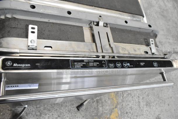 BRAND NEW GE Monogram ZBD6880N20SS Stainless Steel Undercounter Dishwasher, 115V, 1 Phase. Scratch and dent. Wash cycle labels visible.