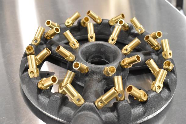 Avantco 177F202 range burner, scratch and dent, features brass fittings, durable cast iron construction, new condition.