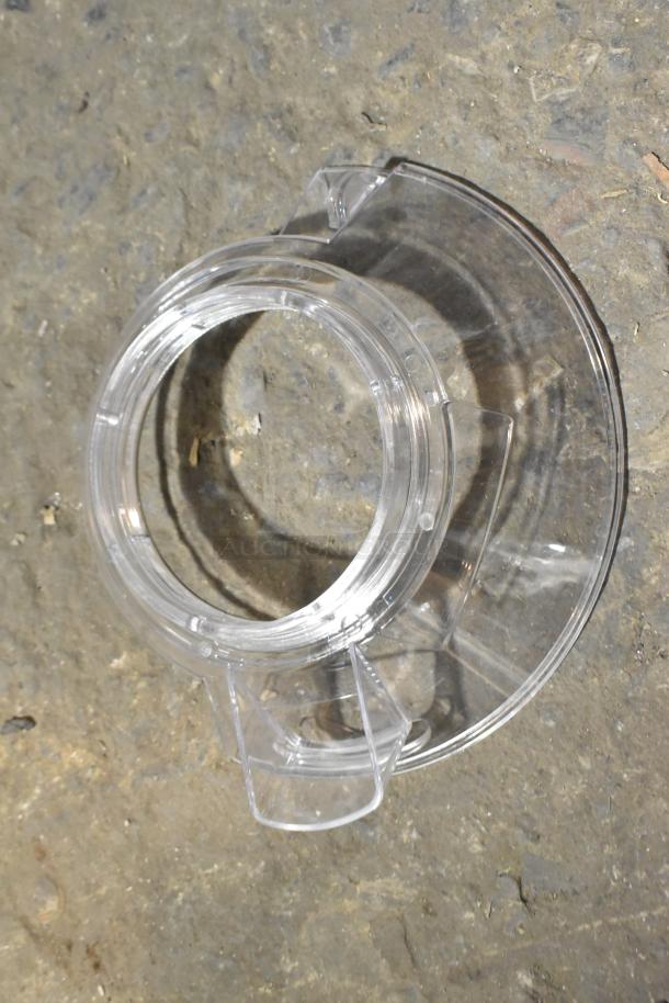 Clear poly mixer bowl guard, scratch and dent condition, designed to fit specific kitchen equipment.