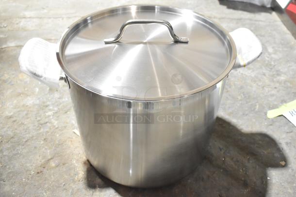 Vigor 473SSPOT20 SS1 Series 20 Qt. stock pot, new, stainless steel, aluminum-clad, with cover, heavy-duty.