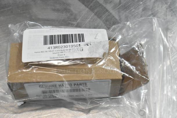 Hatco R02.30.195.01 CLED Bulb Kit in packaging. Genuine Hatco parts, labeled for GR series, 3000K, 120V. Brand new condition.