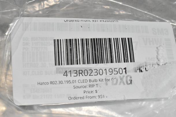 Hatco CLED Bulb Kit, model R02.30.195.01, for GR series, 3000K, 120V. Barcode and label visible, new condition.