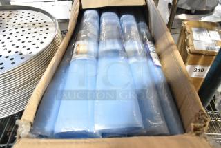 Two boxes of 12 Baker's Mark BM176WMATSBCRC 36"x24" blue translucent silicone mats, new condition in original packaging.