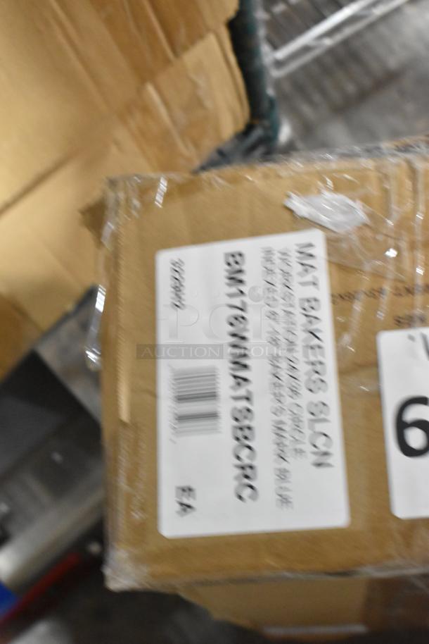 Two new Baker's Mark BM176WMATSBCRC 36"x24" blue silicone workstation mats; scratch/dent; in box with labels.