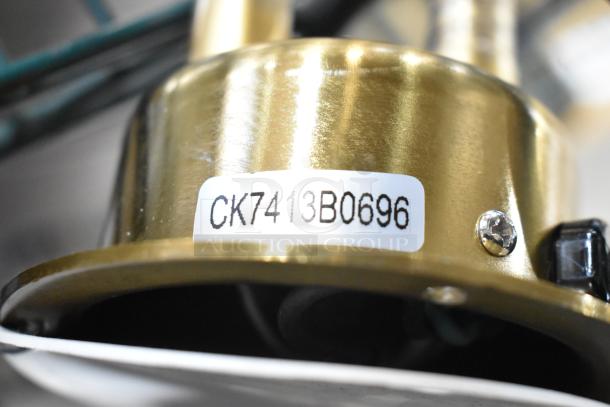 Hobart CK7413B0696 gold finish double head warming lamp, 115V, 1 phase, new condition, visible label with model number.