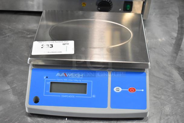 AvaWeigh 334PC40OS digital portion control scale, 40 lb. capacity, oversized platform, new with minor scratches.