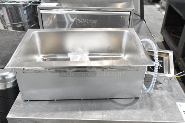 BRAND NEW Avantco 177TM12H stainless steel drop-in hot food well, round corners, drain, 240V, 1 phase.