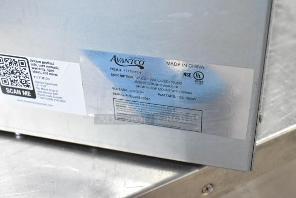 BRAND NEW Avantco 177TM12H stainless steel hot food well. 240V, scratch and dent condition, with drain and round inside corners.
