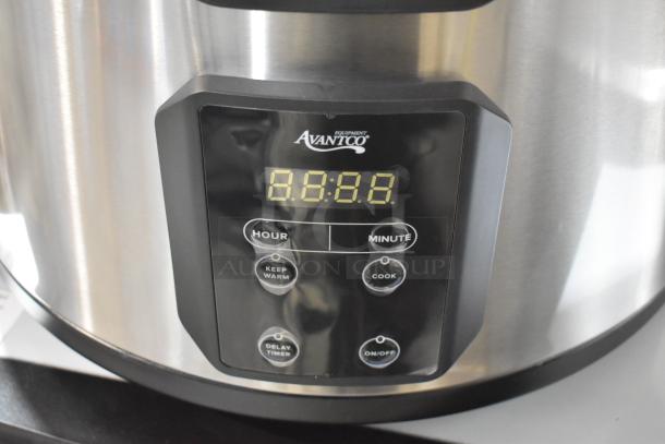 Avantco 177RCSB90 stainless steel digital rice cooker/warmer, scratch and dent, 90 cup capacity, with control panel.