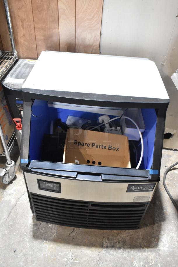 Avantco 194UCF280A stainless steel undercounter ice machine, 299 lb capacity, scratch and dent, spare parts box included.