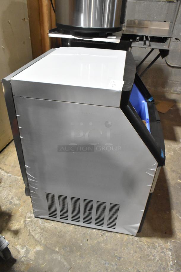 Brand new 2025 Avantco 194UCF280A stainless steel undercounter ice machine, 299 lb capacity, 115V, minor scratches visible.