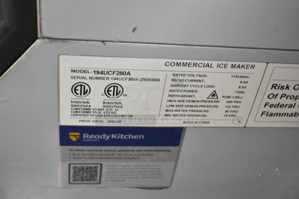 BRAND NEW 2025 Avantco 194UCF280A stainless steel undercounter ice machine, 299 lb capacity, 115V, ETL certified.