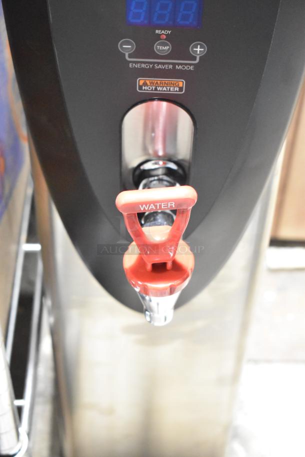 Brand new 2025 Bunn H5X stainless steel commercial hot water dispenser, 5-gallon, 208V, with energy saver mode.