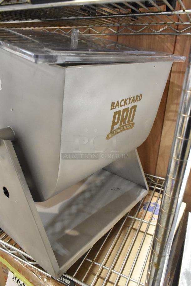 BRAND NEW Backyard Pro BSMM-44T Meat Mixer, 44 lb. capacity, manual tilting, removable paddles, minor scratches.