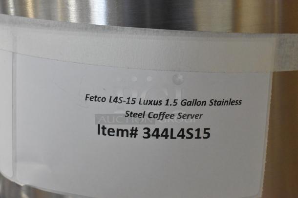 BRAND NEW SCRATCH AND DENT! Fetco L4S-15 Luxus 1.5 Gallon Stainless Steel Coffee Server, item #344L4S15.