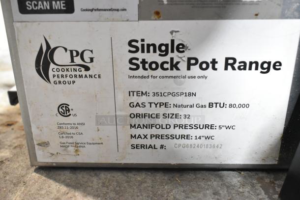 BRAND NEW SCRATCH AND DENT! CPG-SP-18-N Natural Gas Stock Pot Range, 80,000 BTU. Item #351CPGSP18N. Ideal for commercial use.