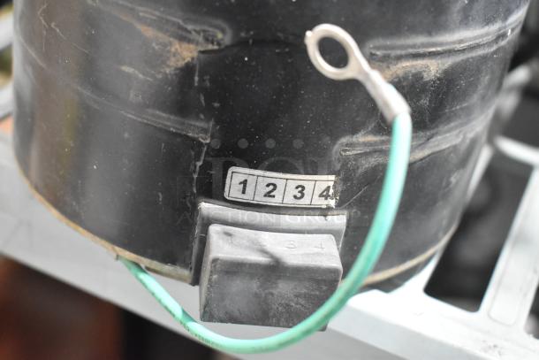 2 interlink YSLB-300-6-B003 Motor, 380/460V, 1 Phase, with wiring and numbered label visible, in used condition.