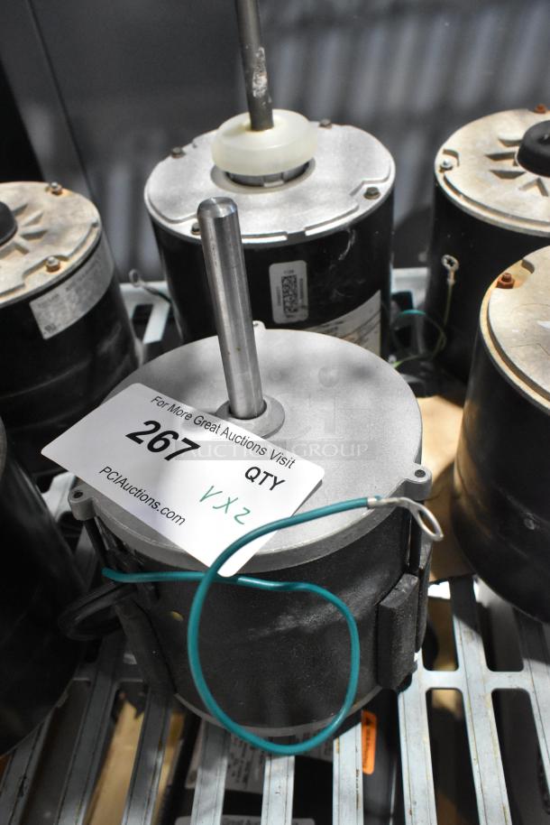 Two motors: Interlink F2224A3515 and US Motors K55HXNRB-1127, 208/230/460 Volts, 1 Phase, auction tag "267 QTY Vx2".