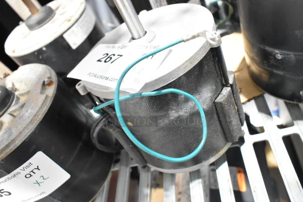 Interlink F2224A3515 and US Motors K55HXNRB-1127, 208/230/460V, 1 Phase, motors with auction labels, showing wiring.