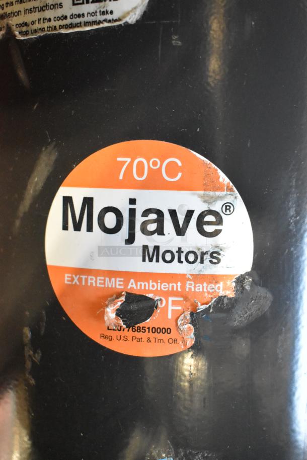 Two US Motors condenser motors, 208/230480V, 3-phase, Mojave Motors label, 70°C rated, extreme ambient use.