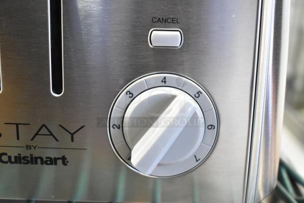 BRAND NEW SCRATCH AND DENT! STAY by Cuisinart WST480 4 Slice Stainless Steel Toaster, showing controls and finish.
