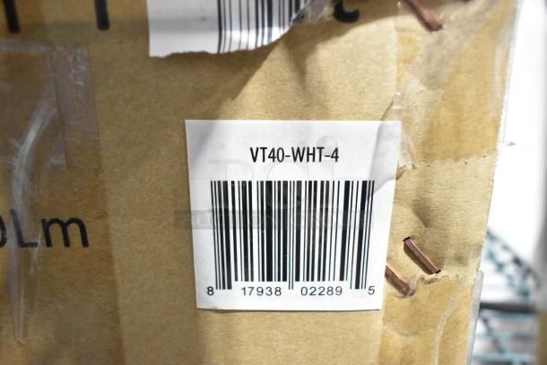 2 brand new WD West Durable Lighting VT40-WHT-4 LED vapor tight lights. Barcode and model label visible.