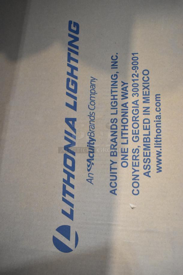 Lithonia Lighting 2BLT4 LED Recessed Troffer box, brand logo, and company details visible.