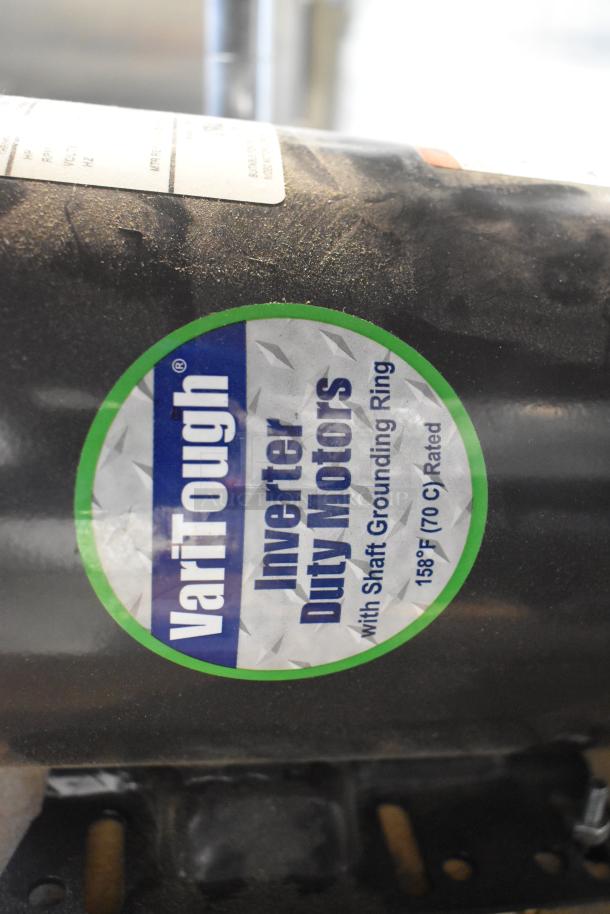 US Motors FK75 Condenser Fan Motor, 208-230/460V, 3 Phase, with "VariTough Inverter Duty Motors" label, 158°F rated.