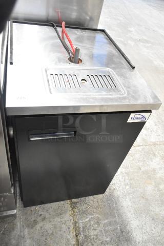 Yukon YDD-1 stainless steel commercial kegerator, 115 volts, 1 phase, with tap opening, drain, and visible logo sticker.