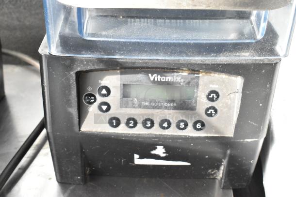 2019 VitaMix VM0145 countertop blender with clear dome, 120V, featuring control panel and markings, some wear visible.