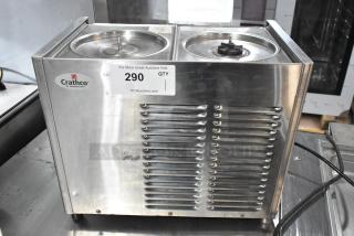 2018 Crathco D25-3 stainless steel cold beverage dispenser base. 115 volts, 1 phase. Good condition with visible label.