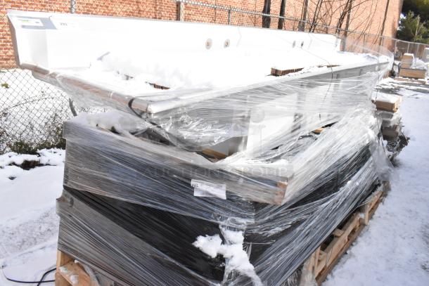 Brand new Regency commercial sinks, models 600S42424224 and 600S32030220, stainless steel, scratch and dent condition, wrapped on pallets.