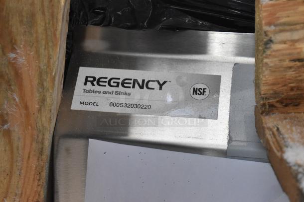 Stainless steel commercial sink, Regency model 600S32030220, NSF certified, brand new with scratch and dent.