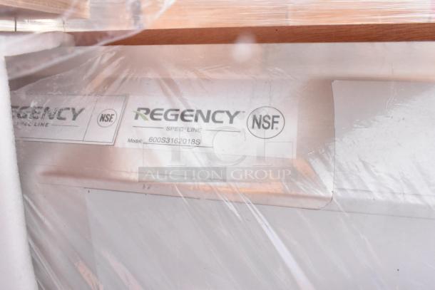 Regency 600S3162018S sink, 88", 14-gauge stainless steel, 3 compartments, 2 drainboards, new with scratch and dent.