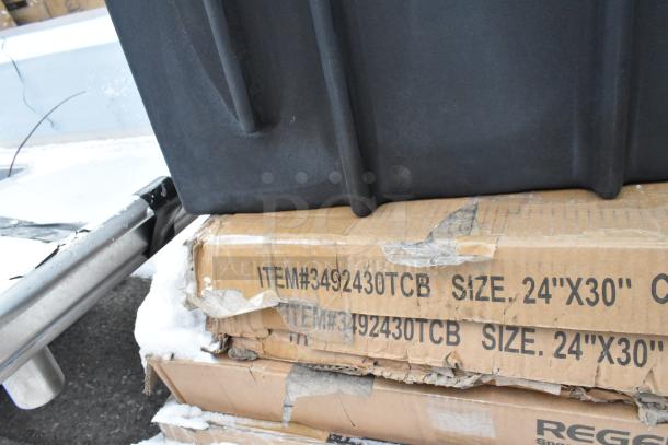 Brand new Ashland PolyTrap 4875 grease trap, 150 lb capacity, threaded connections, with visible size label 24"x30".