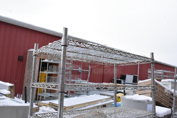 Chrome Finish 8 Tier Wire Shelving Unit, excellent condition. Buyer must dismantle, consider freight charges.