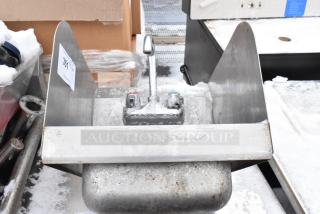 Stainless Steel Single Bay Wall Mount Sink w/ Faucet, Handles and Side Splash Guards. - Item #1226298