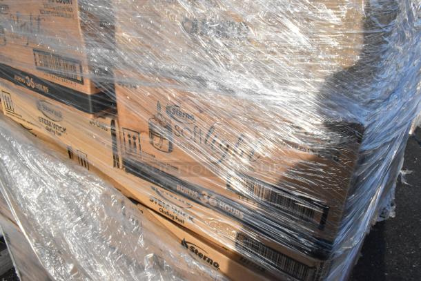 Package of 72 new Sterno 10102 chafing fuel cans, stem wick, wrapped in plastic, labeled "Burns 36 Hours."