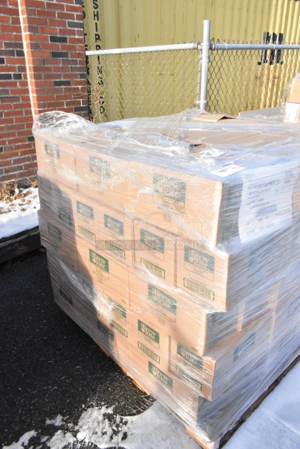 Pallet of 75 Brew Rite coffee filters, wrapped and labeled, some scratch and dent items, auction includes 75 times your bid.