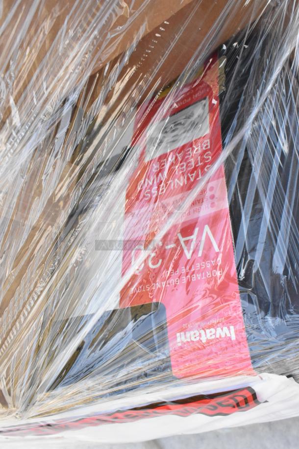 Packaged 22-piece lot of brand new, scratch and dent items, including Vertex deep bowls and Tuxton platters. Wrapped in clear plastic.