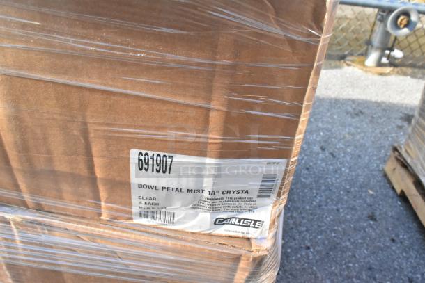 Sealed cardboard box with Carlisle label, item 691907, for 17.5 qt round plastic serving bowls, new condition.