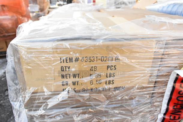 Box containing 48 pieces, 5.98 lbs net weight, visible through plastic wrap. Auction includes new scratch and dent items.