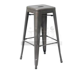 BRAND NEW! Commercial Gunmetal Grey Backless Industrial-Style Stackable Bar Stool! 2X Your Bid! - Item #1225664