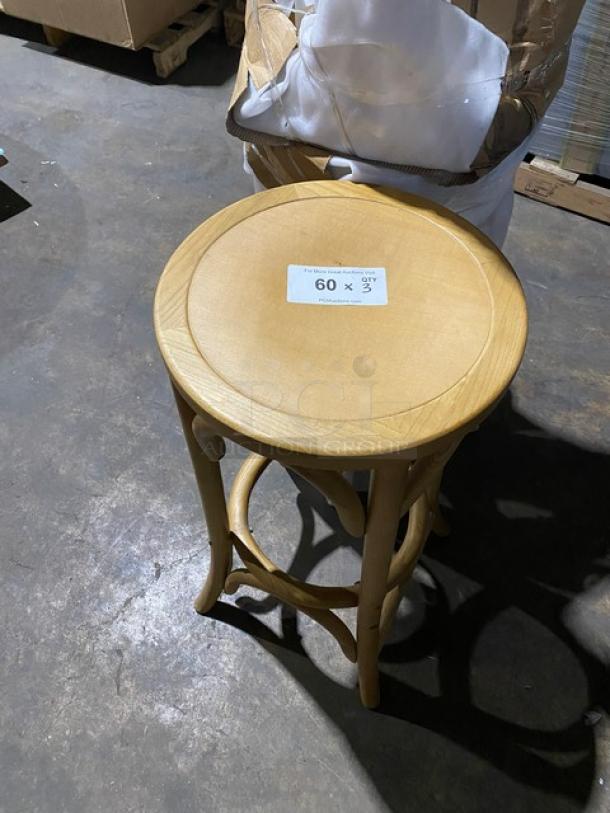 Brand new bentwood bar stool, natural finish, backless design. Sturdy, commercial quality. Tag shows 3 available.